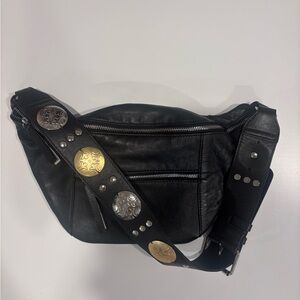 Free People Black Crossbody Bag with Gold Hardware